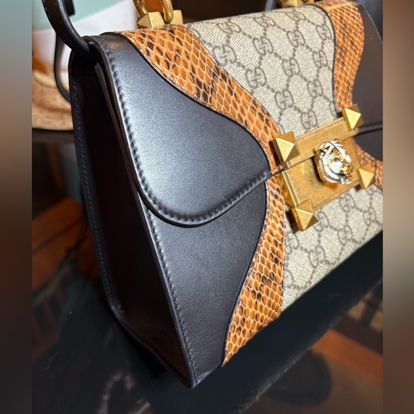 GUCCI Medium GG Supreme Osiride Python Trim Top Handle Bag - Picture 16 of 16